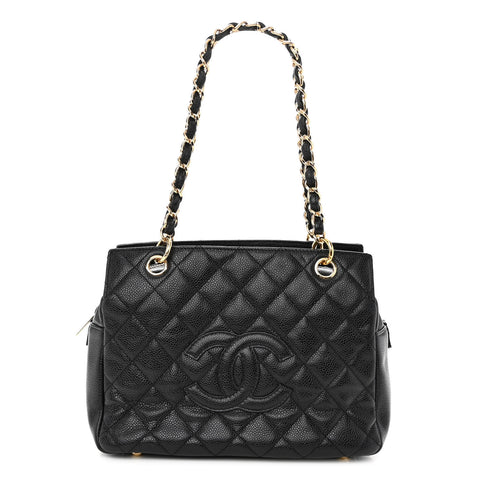 Caviar Quilted Petit Timeless Tote PTT Black