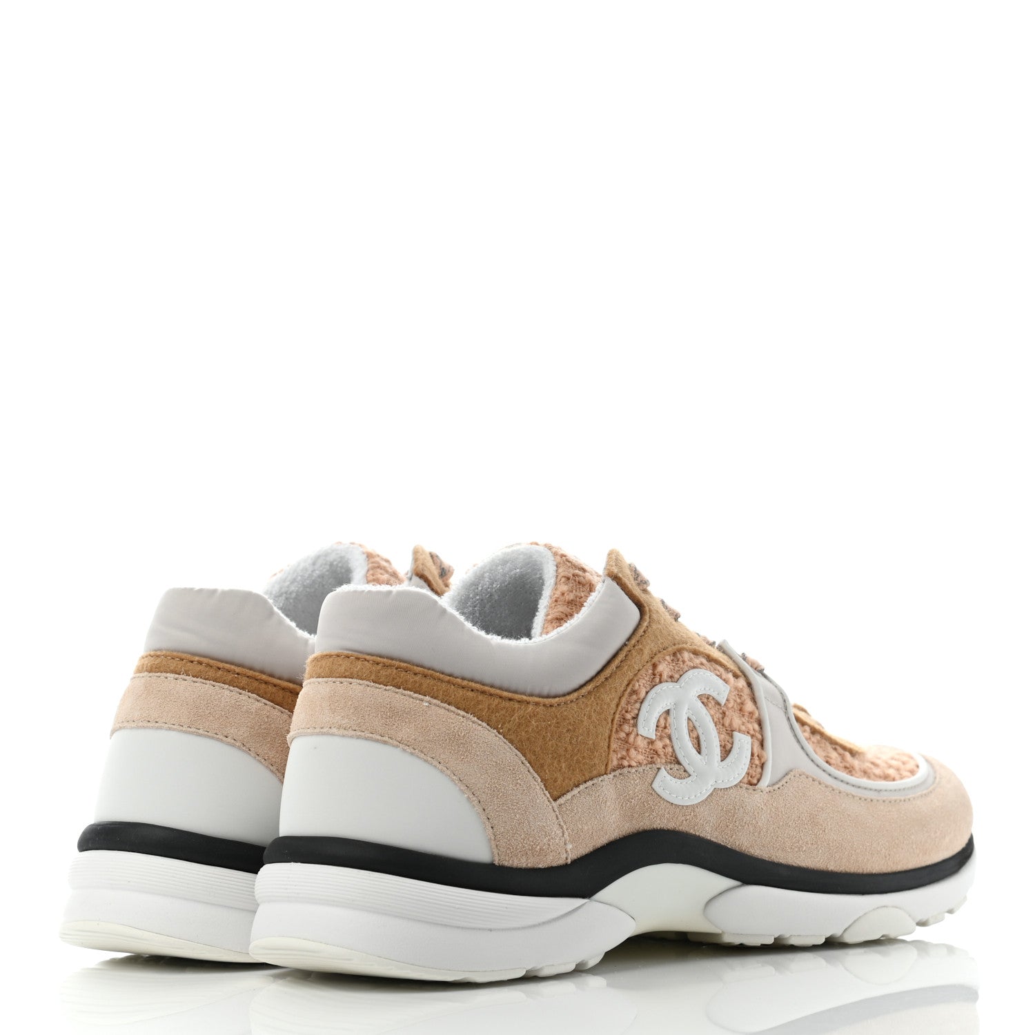Chanel Suede Tweed Felt CC Sneakers 40.5 Beige 4 of 11