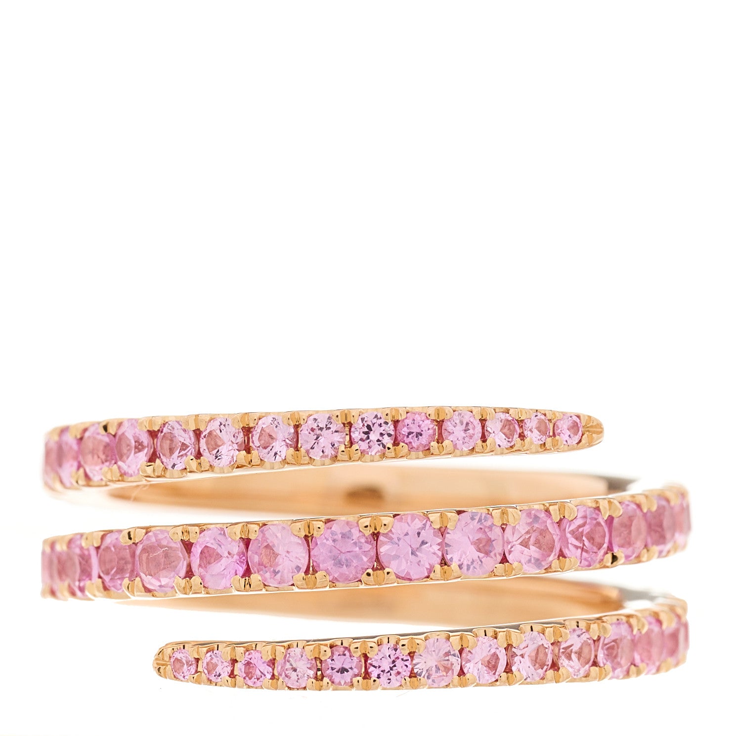 Anita Ko 18K Rose Gold Pink Sapphire Coil Ring 54 6.75 1 of 4