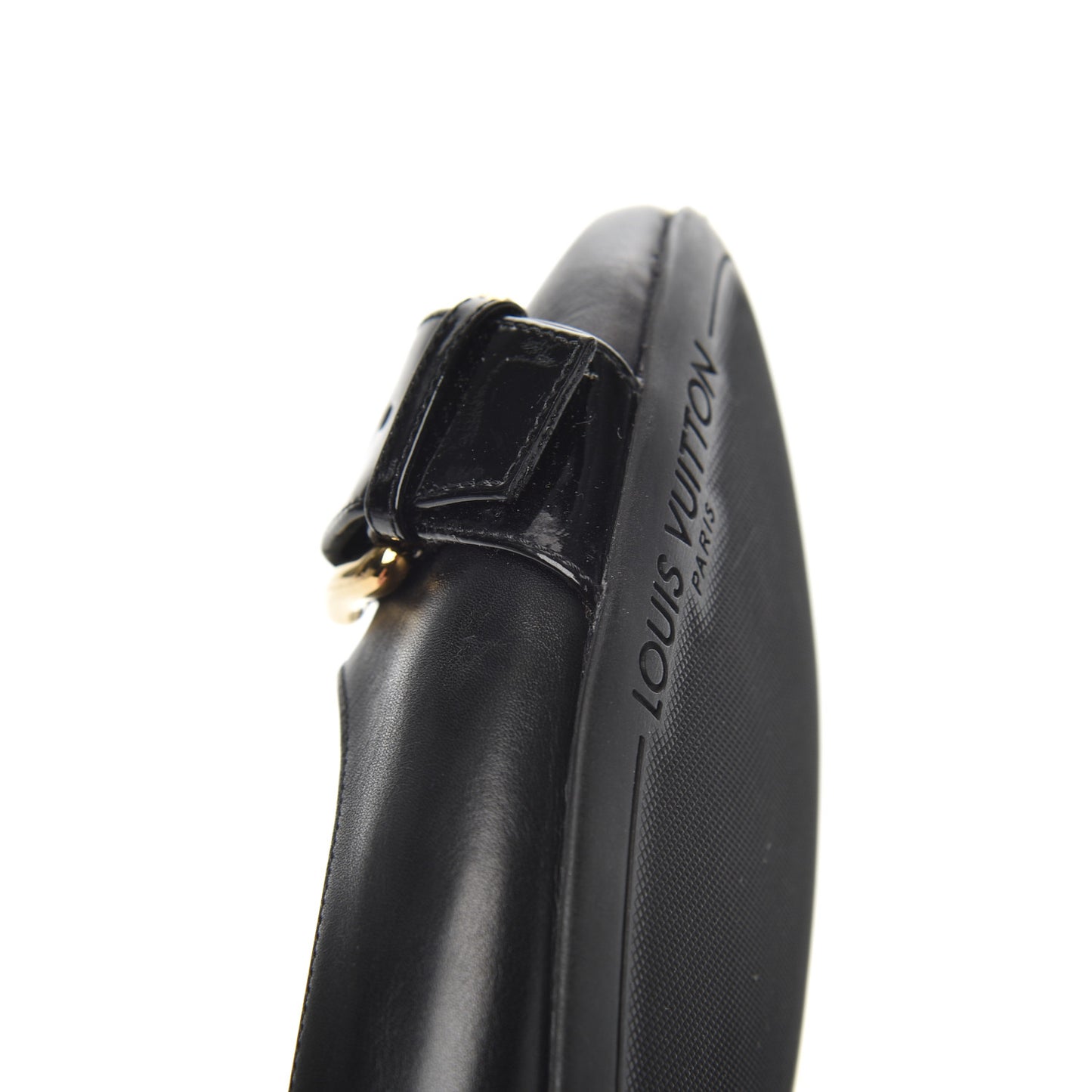 Calfskin Buckle Ballerina Flats 38.5 Black