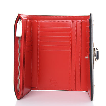 Christian Louboutin Calfskin Love Mini Rubylou Trifold Wallet Marine Latte Silver 5 of 8