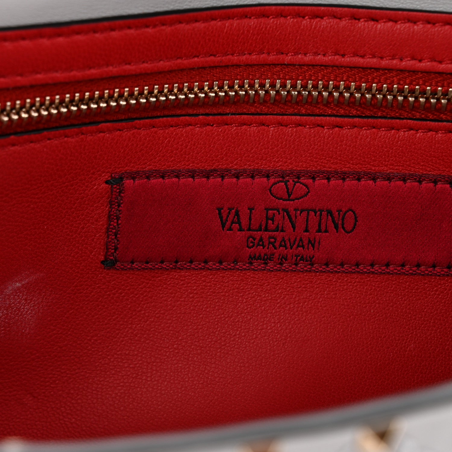 Valentino Garavani Lambskin Rockstud Spike Wallet on Chain Grey 10 of 10