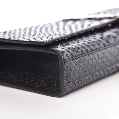 Saint Laurent Python Calfskin Embossed Classic Monogram Tassel Clutch Black 6 of 10