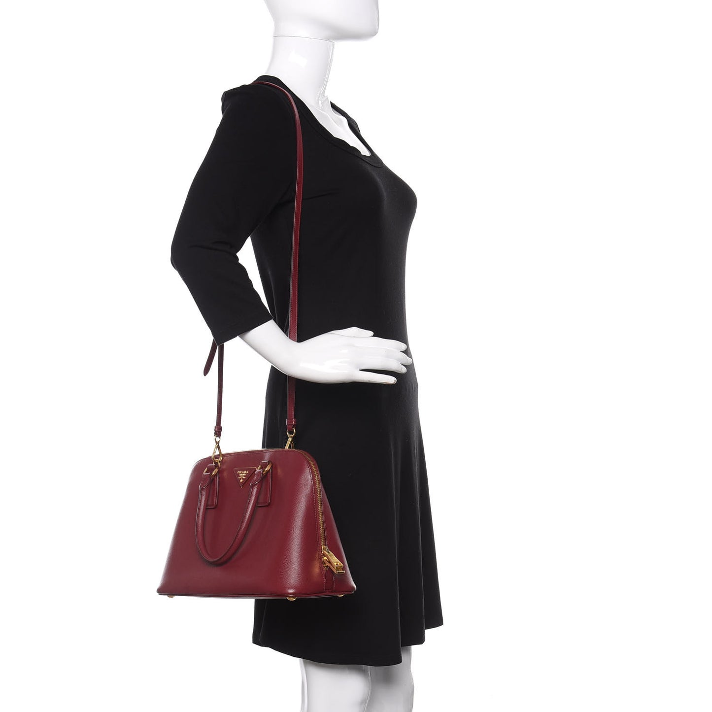 Saffiano Lux Medium Promenade Tote Cherry