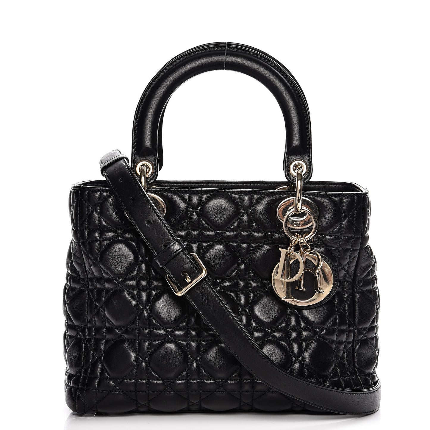 Lambskin Cannage Medium Supple Lady Dior Black