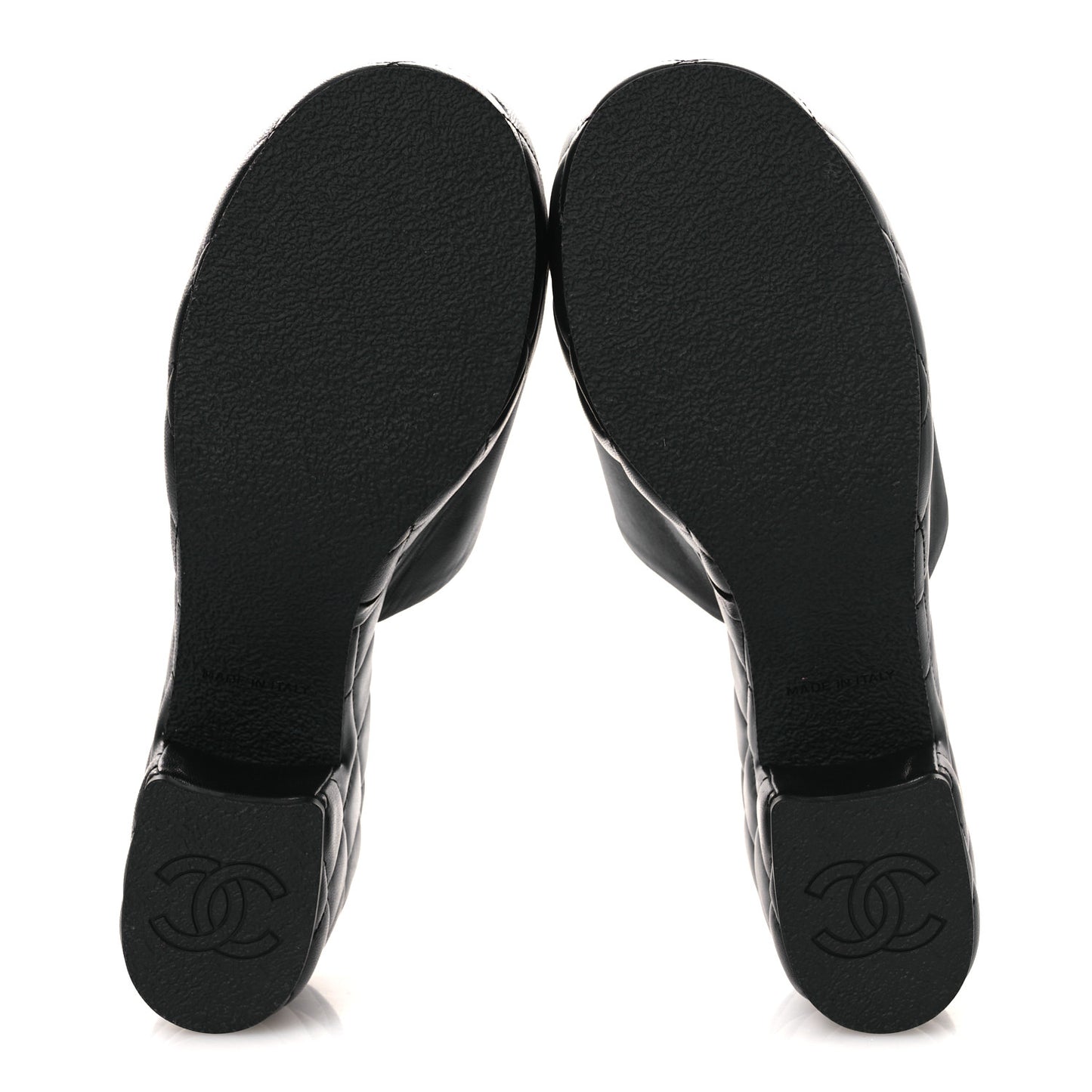 Lambskin Quilted CC Platform Mules 40 Black