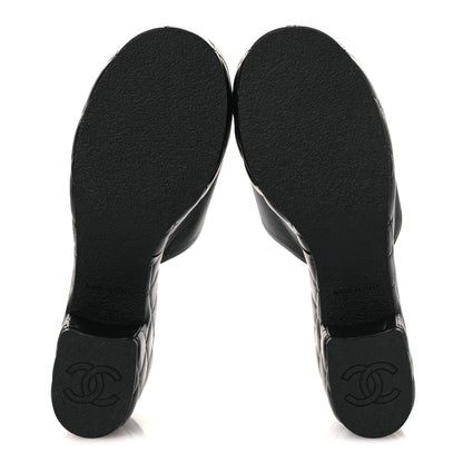 Chanel Lambskin Quilted CC Platform Mules 40 Black 7 of 13