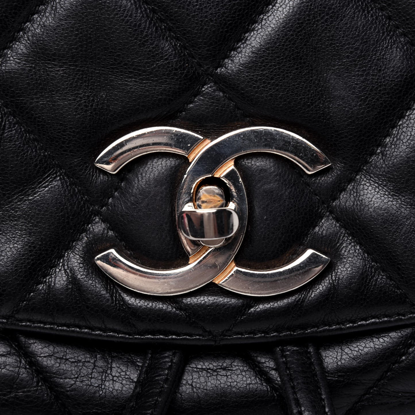 Crumpled Calfskin Quilted Backpack Black