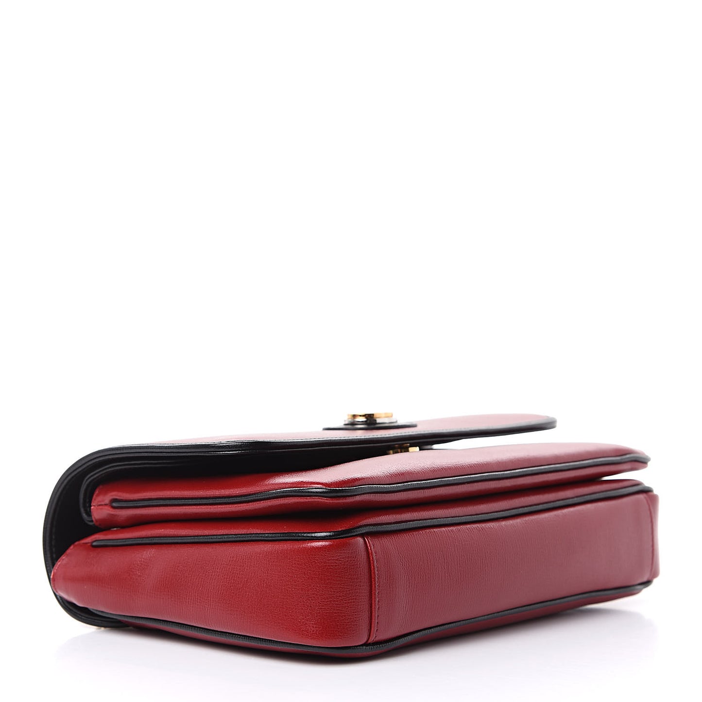 Azalea Calfskin Bi-Color Small Marina Chain Shoulder Bag New Cherry Red Black