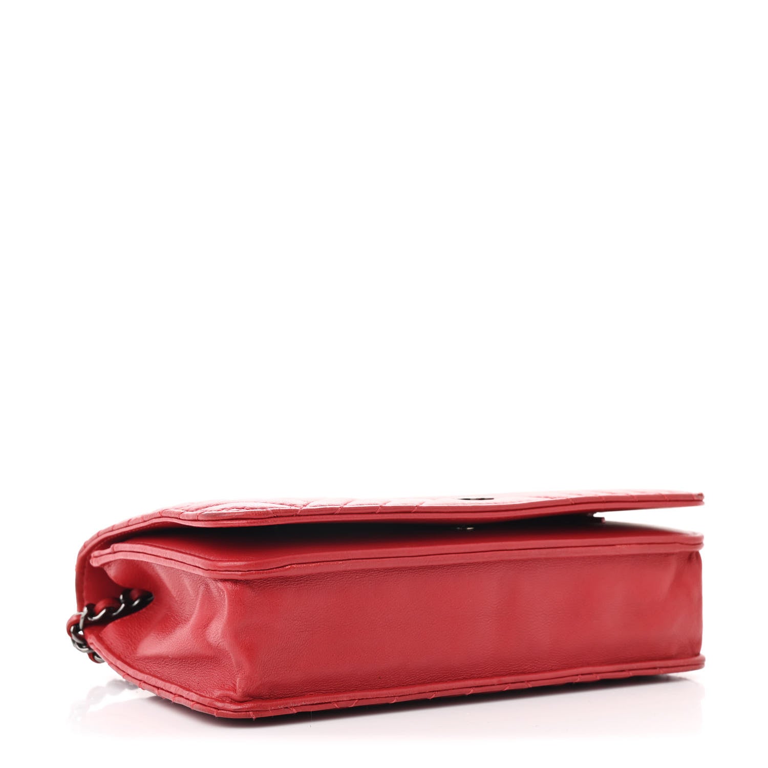 Chanel Lambskin Quilted CC Crossing Wallet On Chain WOC Red 4 of 13