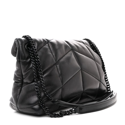 Saint Laurent Lambskin Quilted Monogram Monochrome Medium Loulou Puffer Chain Satchel Black 3 of 13