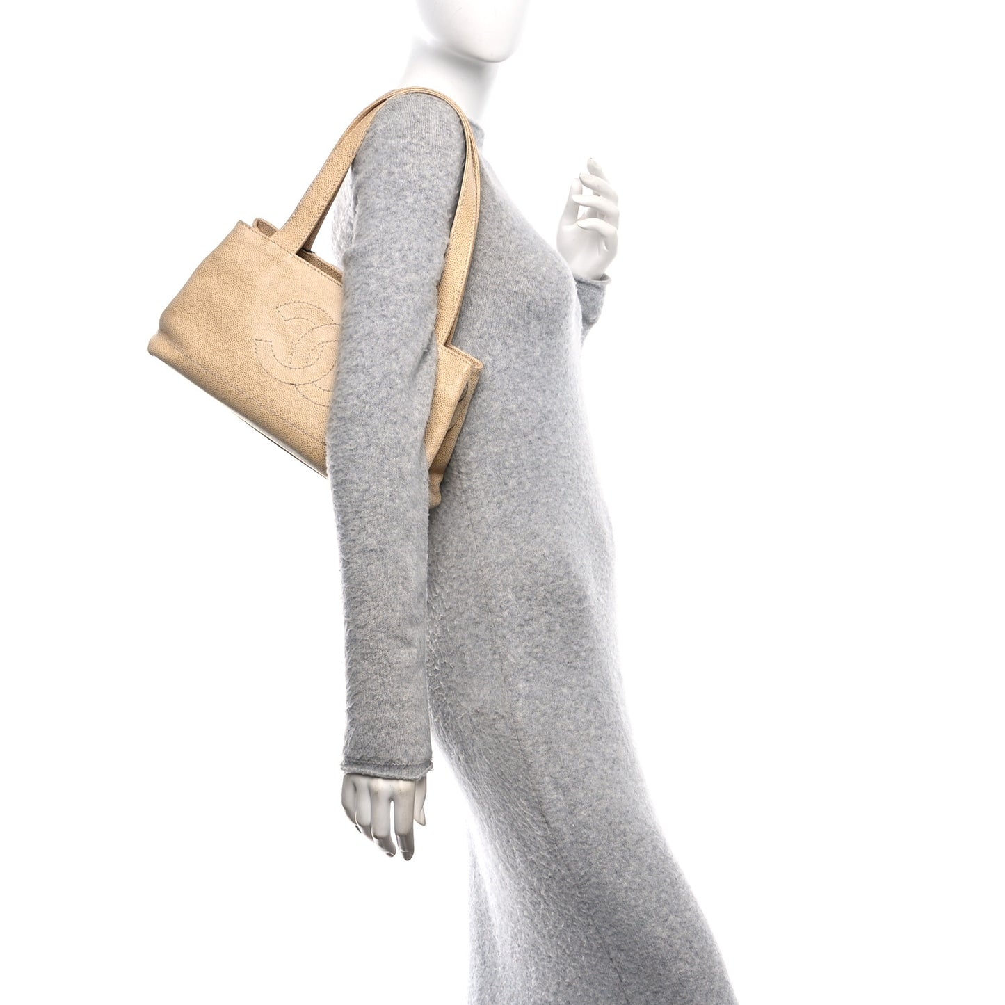 Caviar CC Shoulder Bag Beige