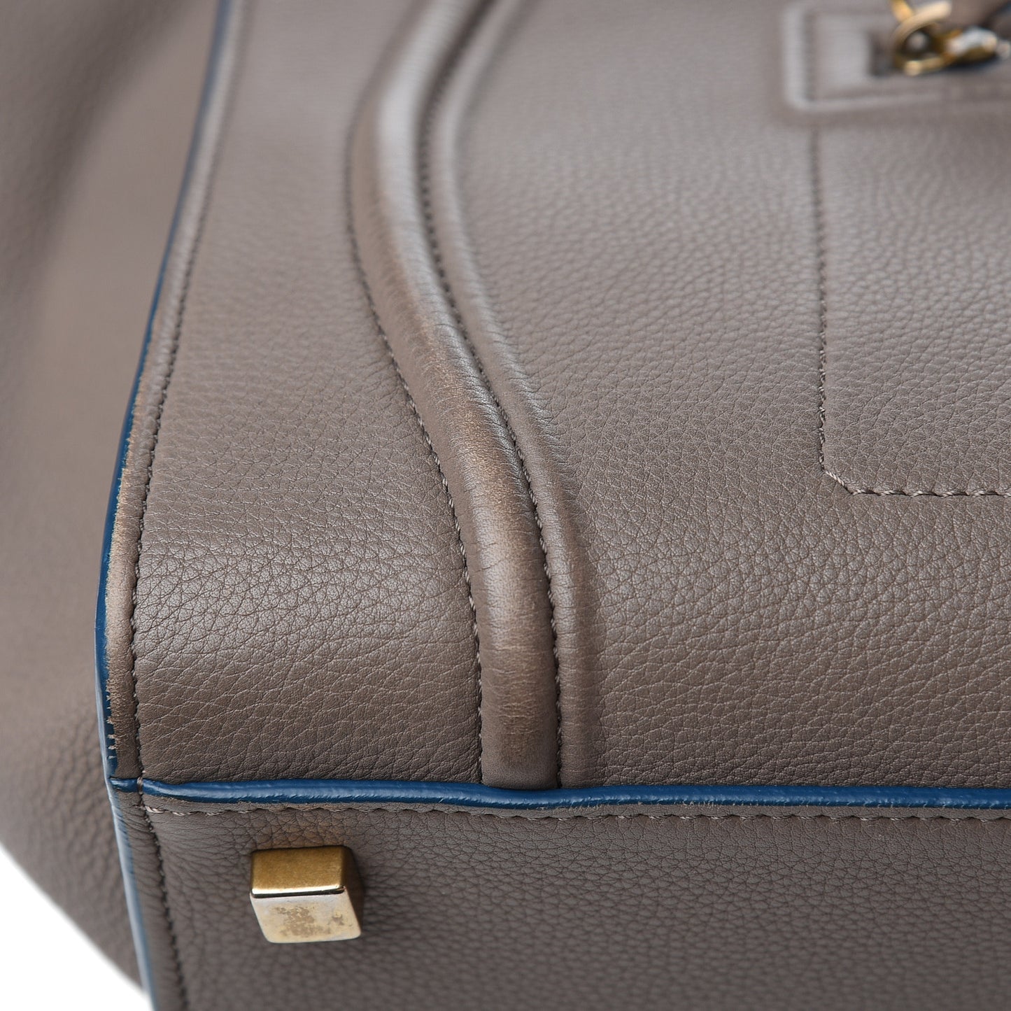 Baby Grained Medium Phantom Luggage Taupe Blue Trim
