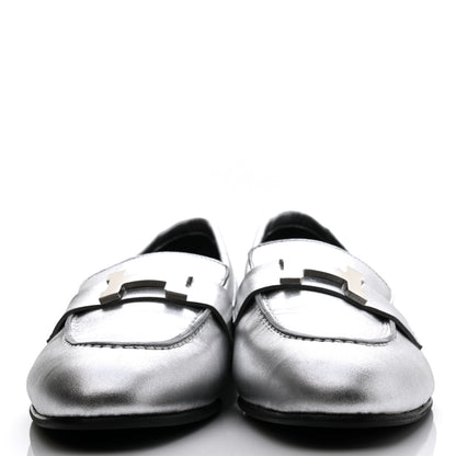 Hermes Metallic Goatskin Paris Loafers 37 Gris Argente 2 of 12