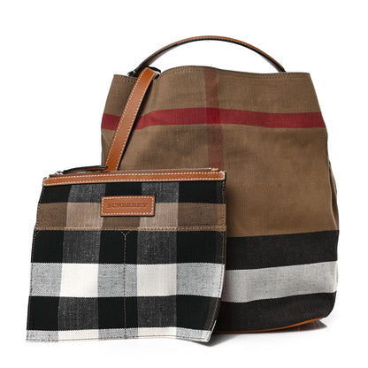 Burberry Canvas Mega Check Medium Ashby Hobo Saddle Brown 1 of 8