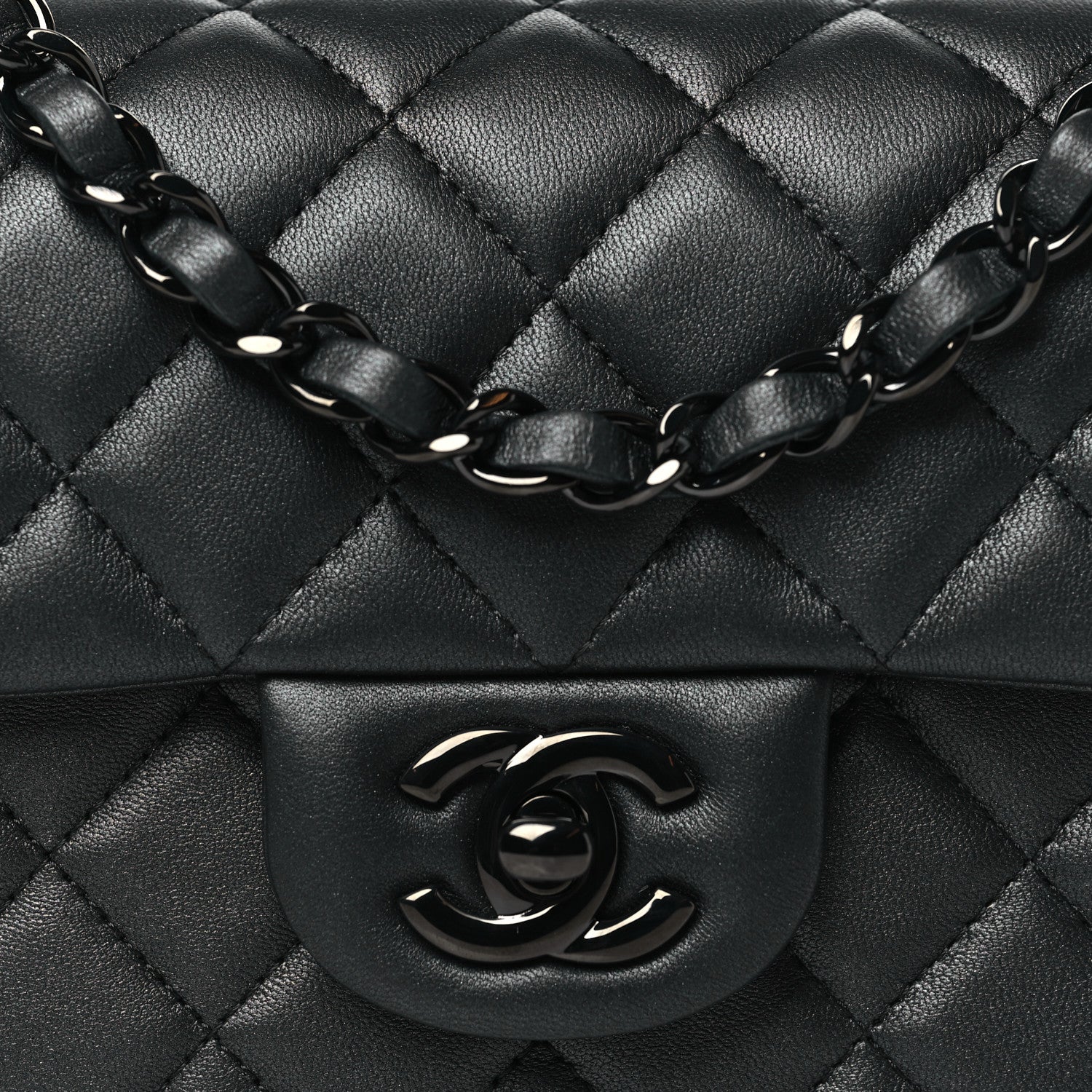 Chanel Lambskin Quilted Mini Rectangular Flap So Black 8 of 11