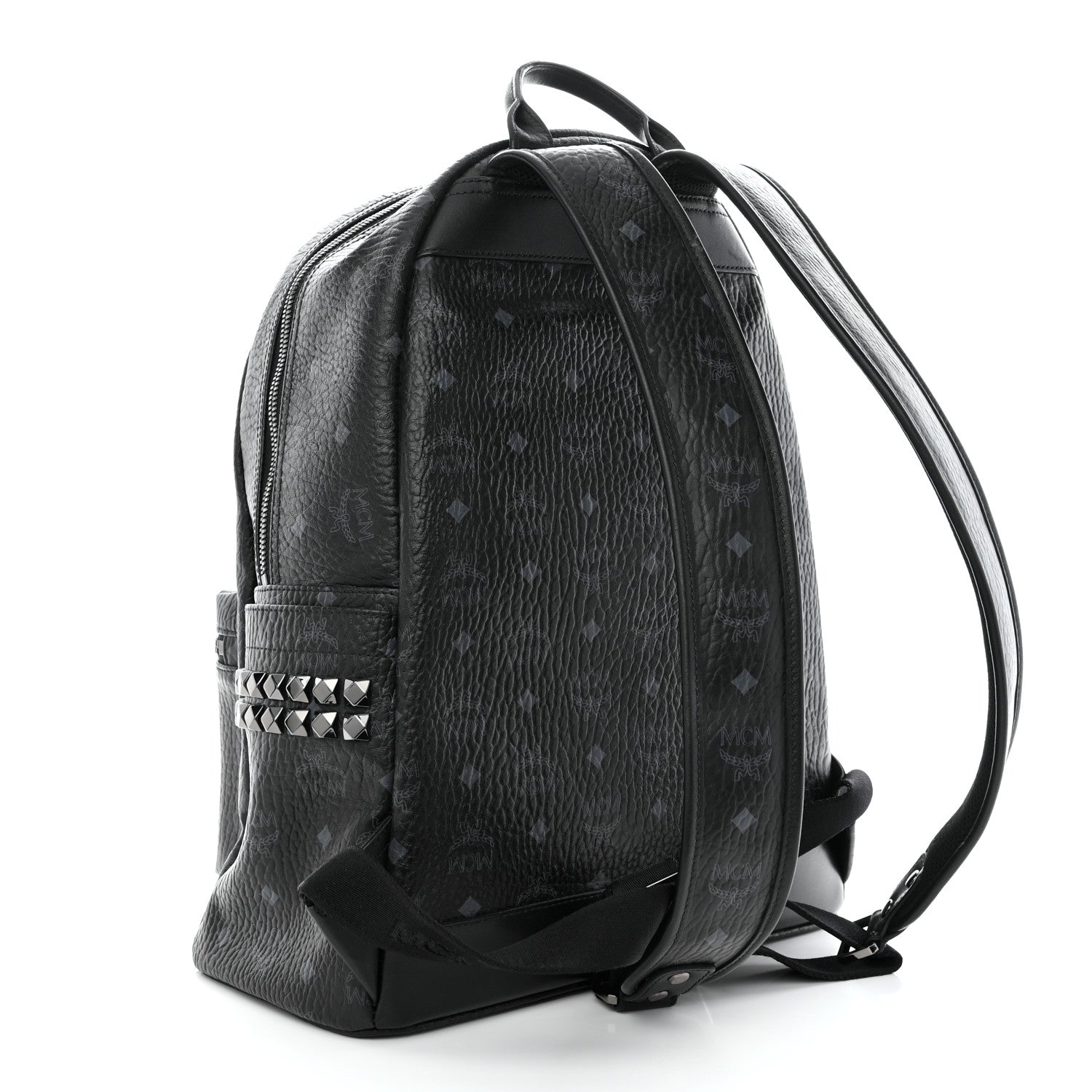 MCM Visetos Medium Side Studs Stark Backpack Black 3 of 8
