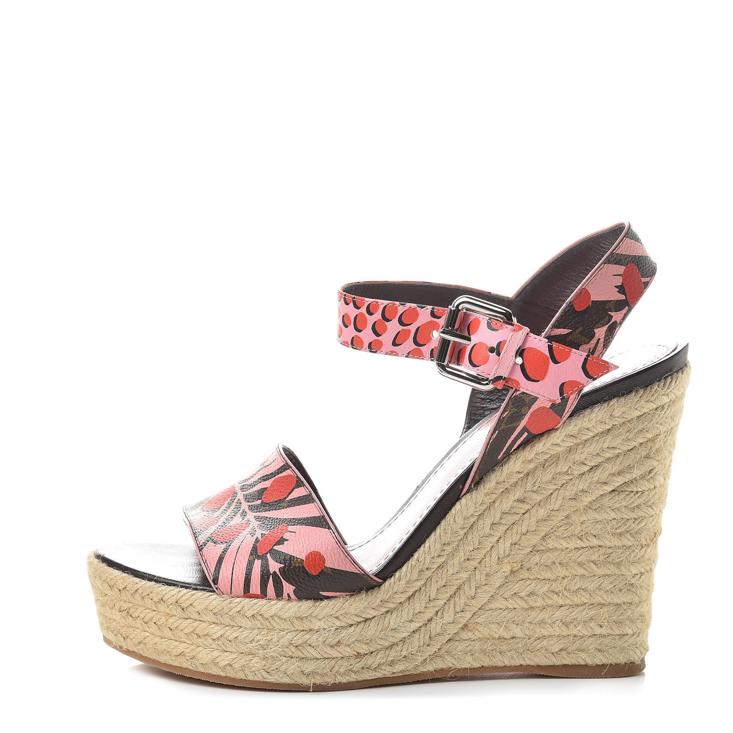 Louis Vuitton Monogram Jungle Dots Espadrille Wedge Sandal 37 Sugar Pink Poppy 1 of 8