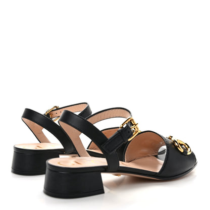 Gucci Nappa Charlotte Horsebit Block Heel 45mm Sandals 39 Black 4 of 8