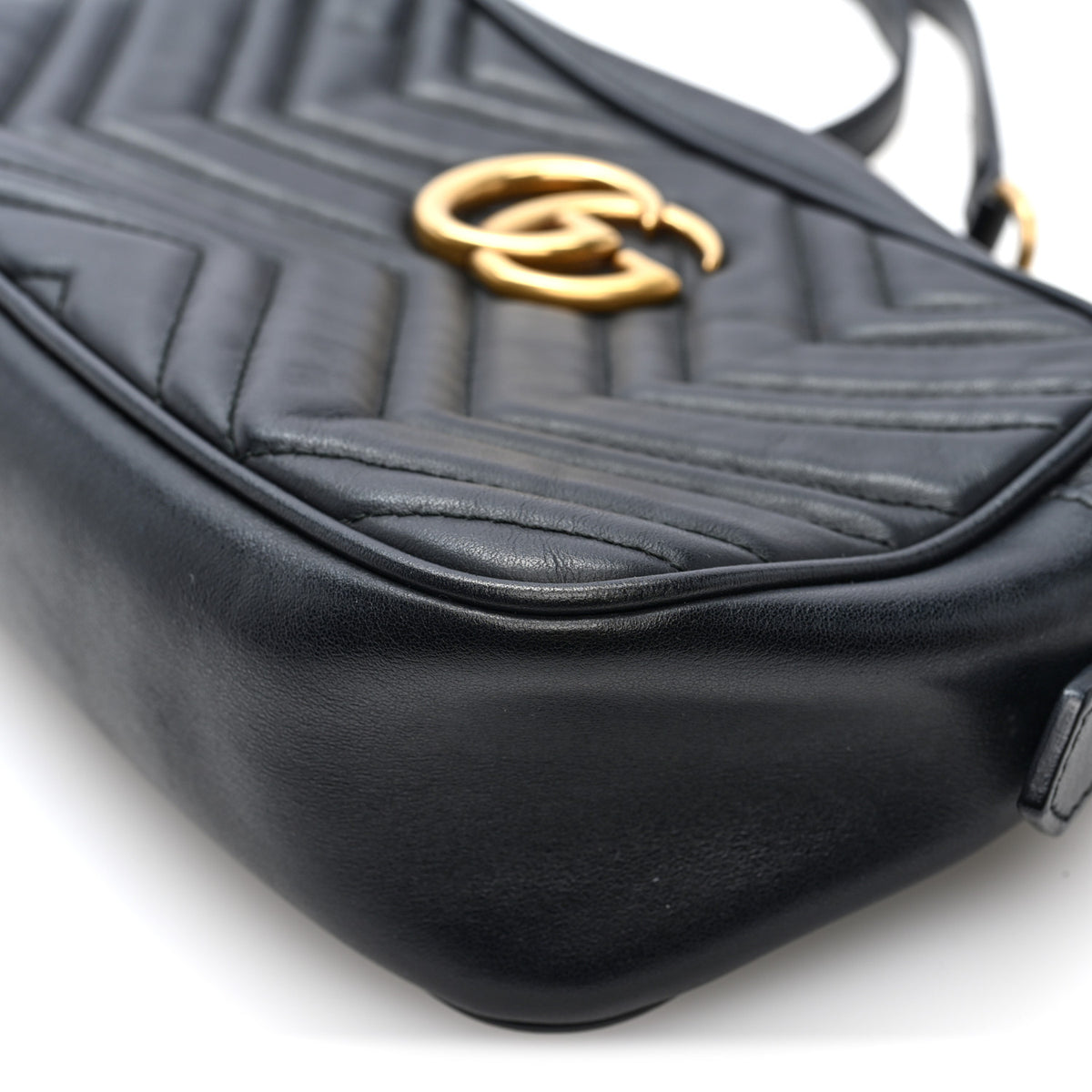 Gucci Calfskin Matelasse Small GG Marmont Chain Shoulder Bag Black 10 of 10