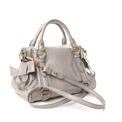 Miu Miu Vitello Lux Bow Bag Grey 3 of 9