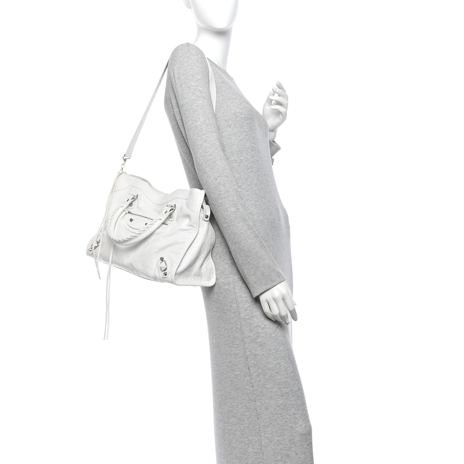 Balenciaga Agneau Arena Silver Hardware Medium Le City Optic White 2 of 15