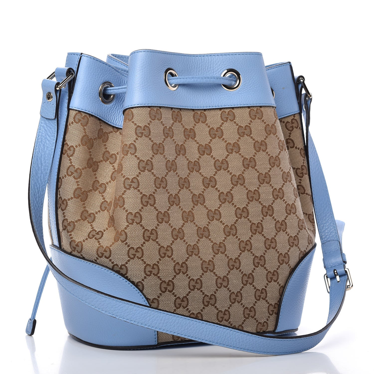 Gucci GG Monogram Calfskin Bucket Bag Blue 3 of 10