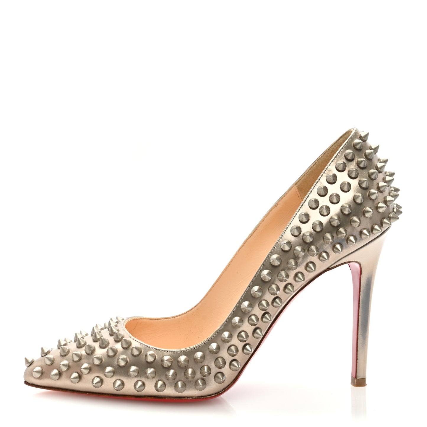 Metallic Calfskin Pigalle Spikes 100 Pumps 37.5 Beige Gold