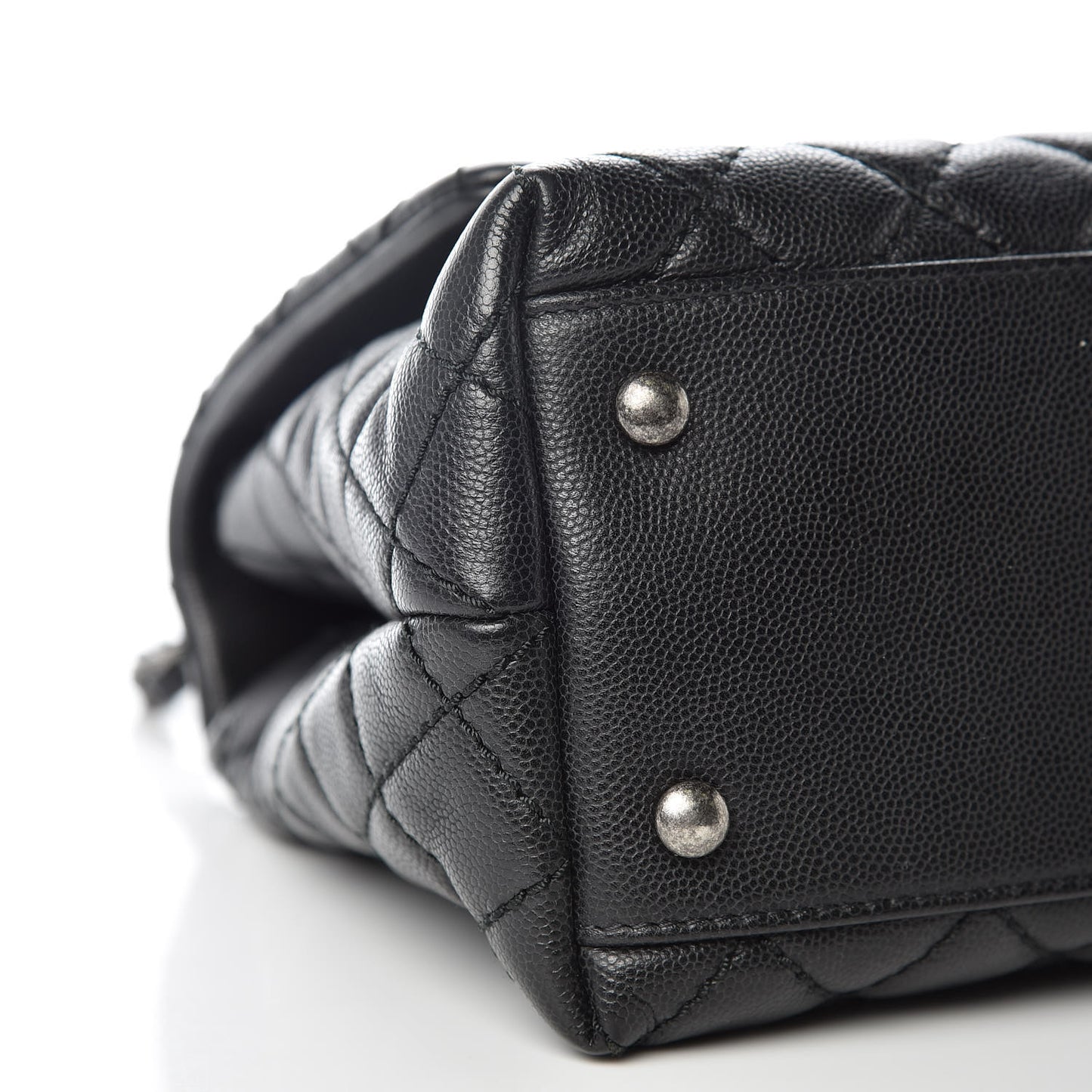 Caviar Quilted Small Coco Handle Flap Black