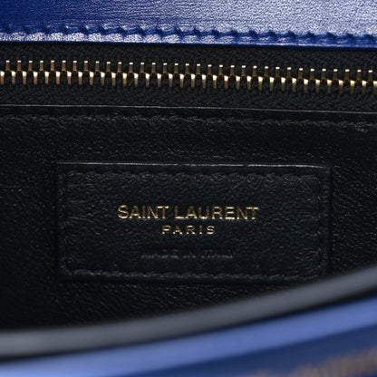 Saint Laurent Smooth Calfskin Suede Monogram Cassandra Clasp Bag Bleu Saphir 6 of 9