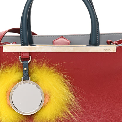 Fendi Vitello Dolce Fox Mink Crystal Bi-Color Monster Mirror Charm Petite 2Jours Tote Ribes 7 of 11