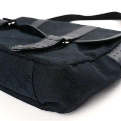 Gucci Monogram Medium Double Buckle Flap Messenger Bag Black 9 of 9