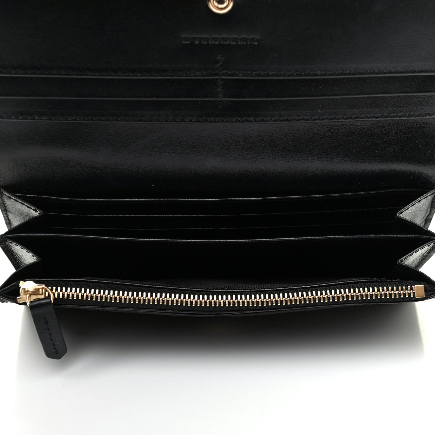 Signature Grain Calfskin Check Embossed Porter Continental Wallet Black
