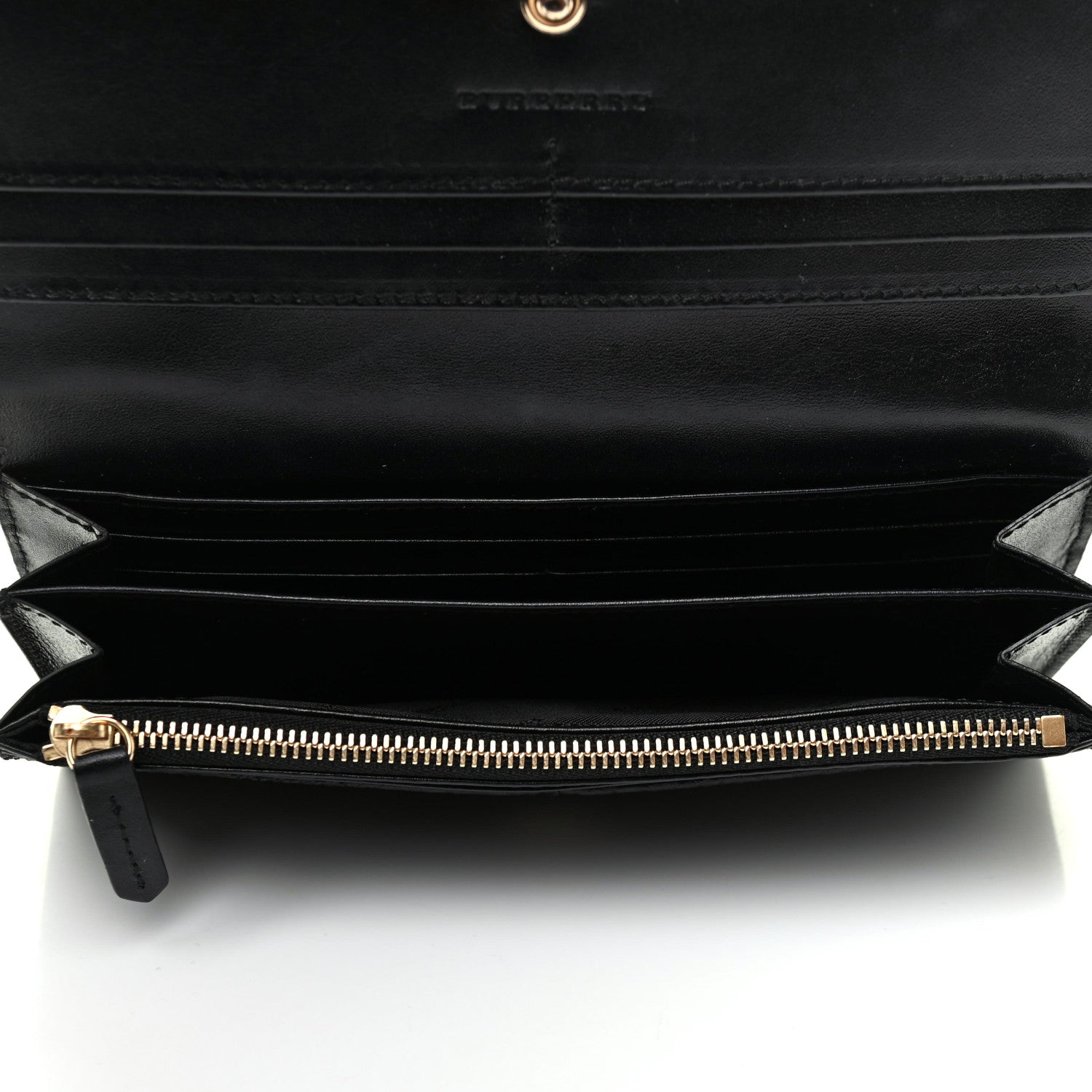 Burberry Signature Grain Calfskin Check Embossed Porter Continental Wallet Black 4 of 8