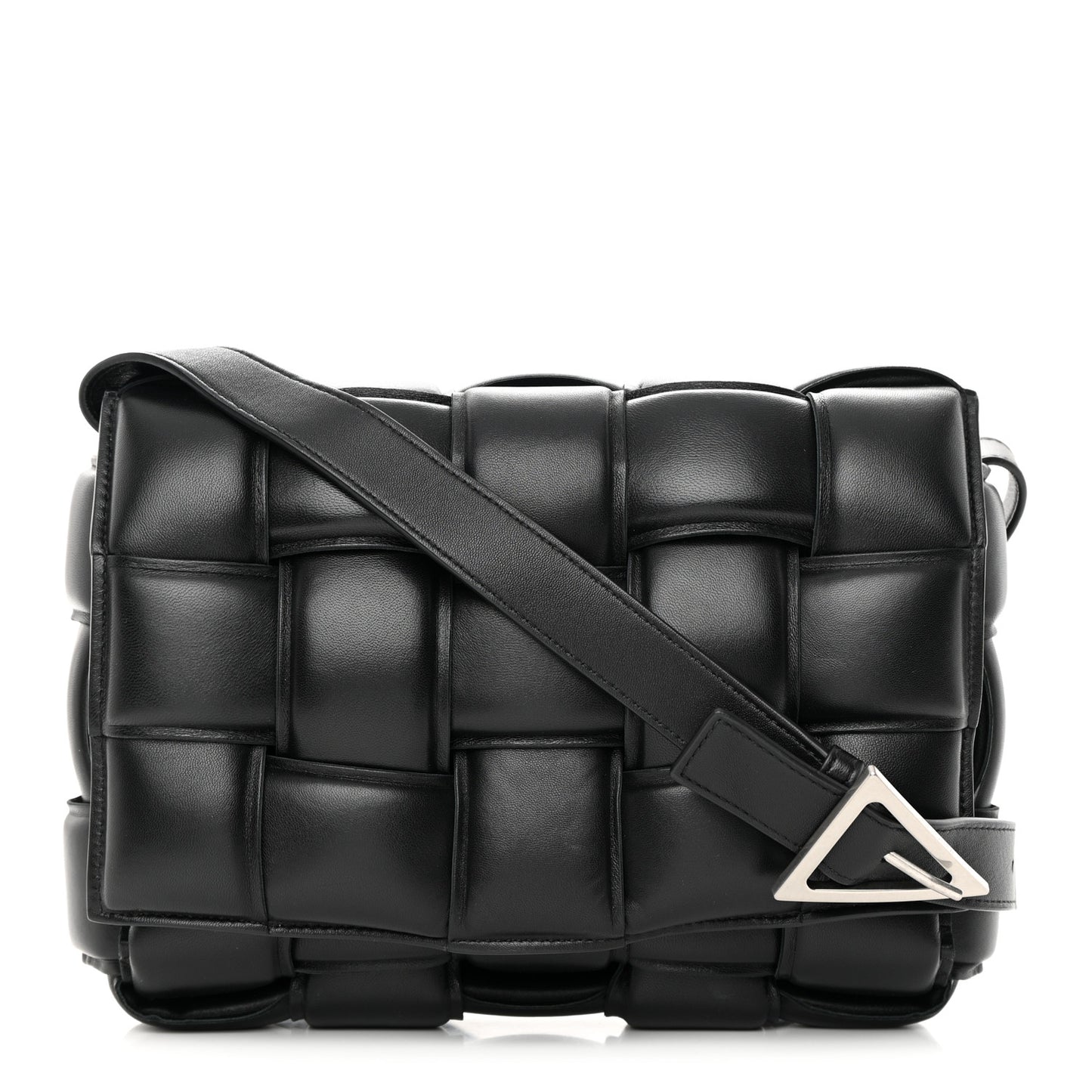 Nappa Maxi Intreccio Padded Cassette Crossbody Bag Black