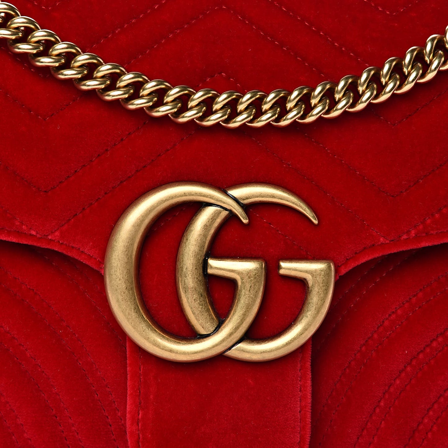 Velvet Matelasse Medium GG Marmont Shoulder Bag Hibiscus Red