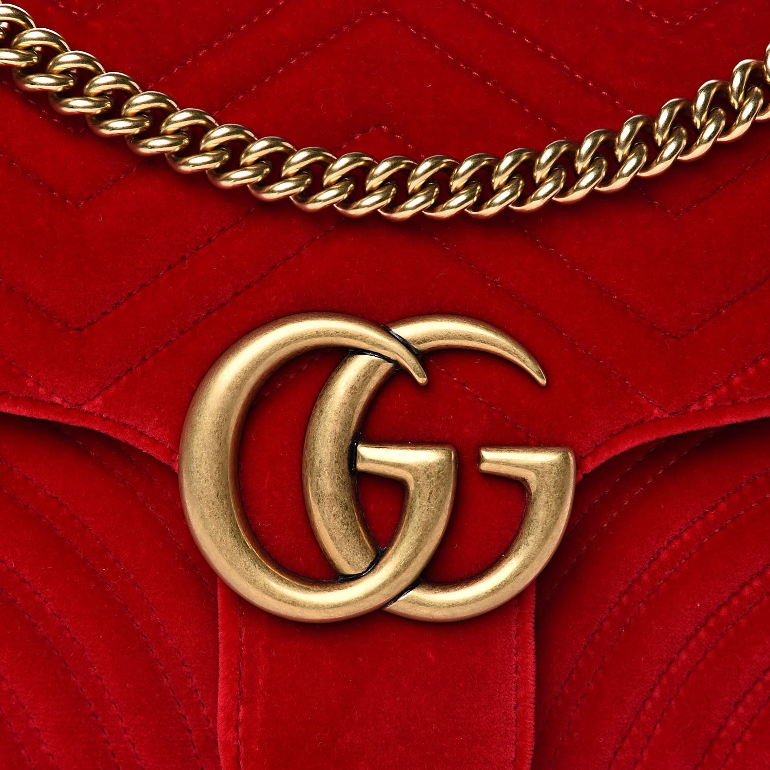 Gucci Velvet Matelasse Medium GG Marmont Shoulder Bag Hibiscus Red 10 of 12