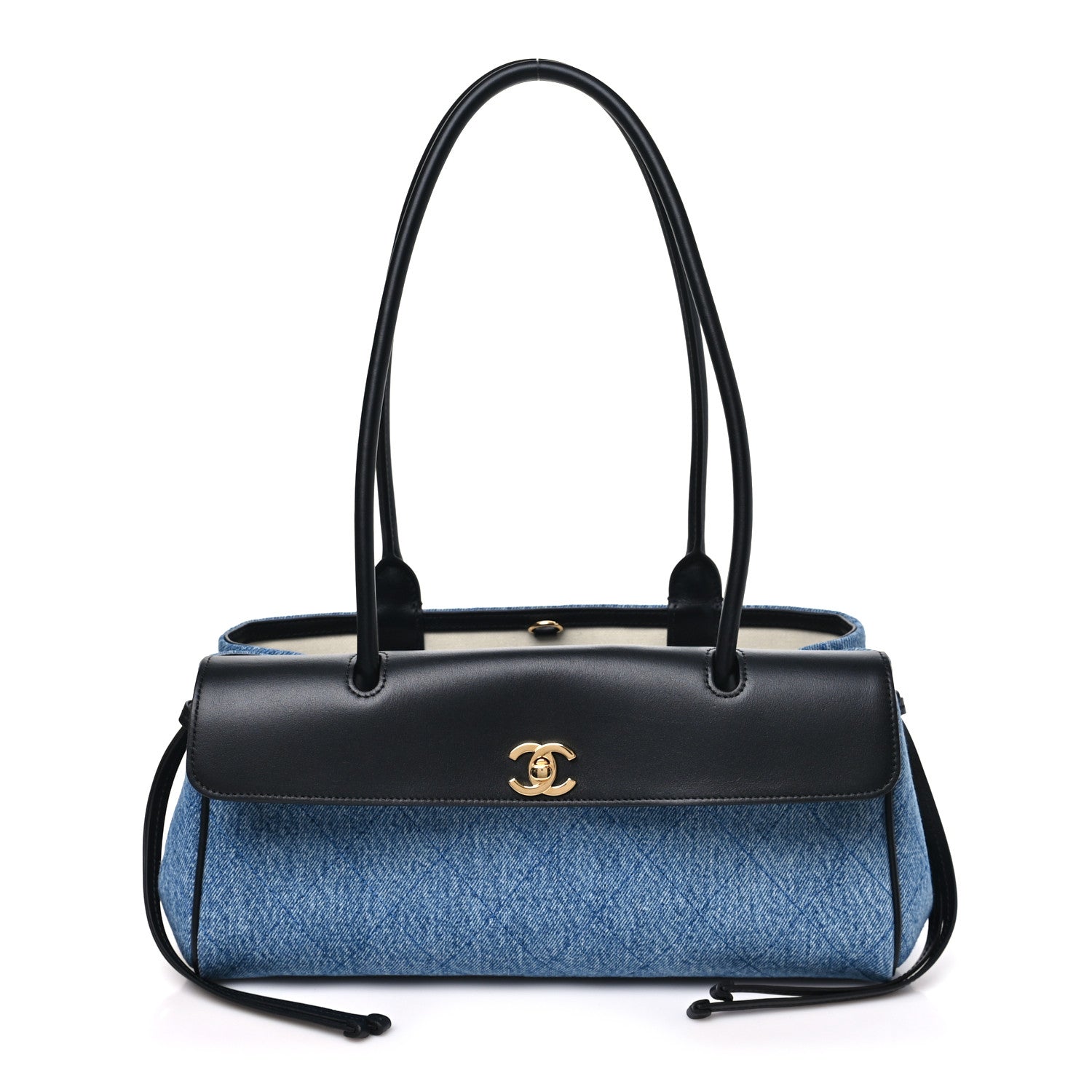 Chanel Calfskin Denim Stitched Urban Essentials Small Shopping Bag Blue Black 1 of 11