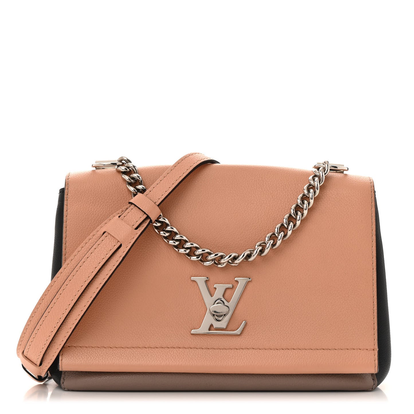 Soft Calfskin Lockme II Chain Bag BB Rose Poudre