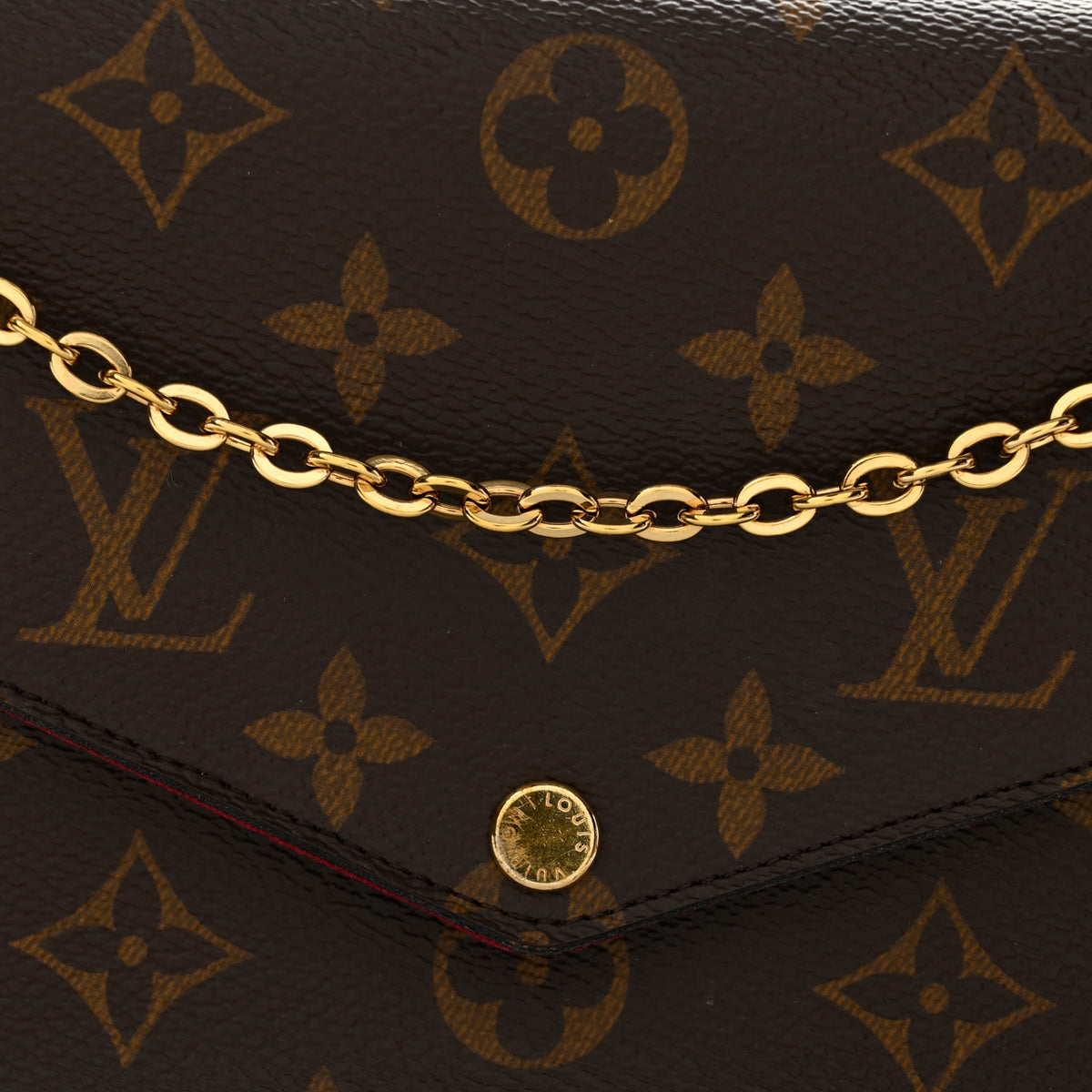 Monogram Pochette Felicie Chain Wallet Fuchsia