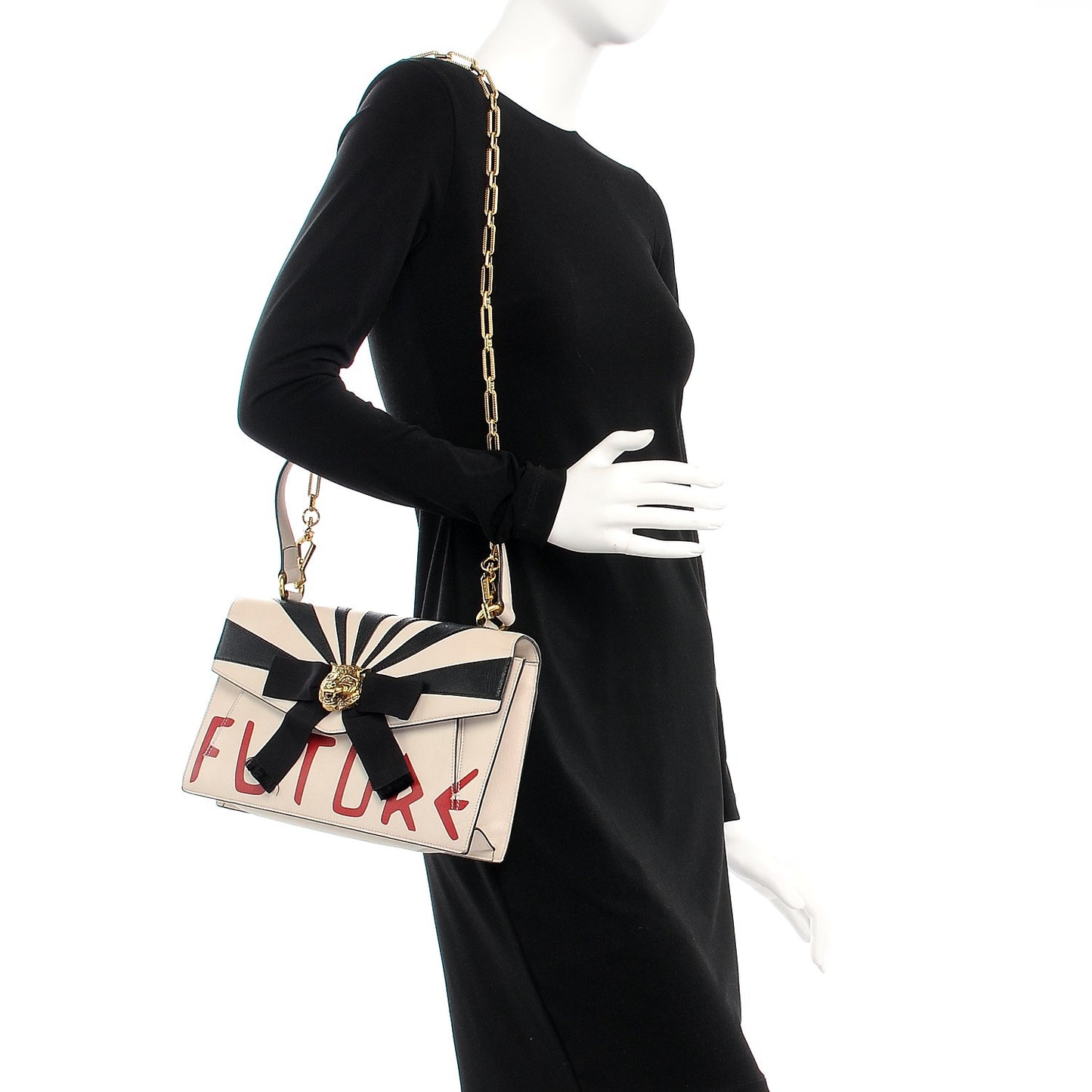 Calfskin Osiride Future Top Handle Bag Mystic White Hibiscus Red Black