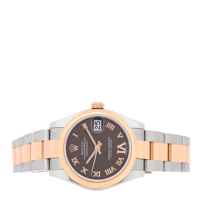 Rolex Stainless Steel 18K Everose Diamond 31mm Oyster Perpetual Datejust Watch Chocolate Roman 178241 2 of 5