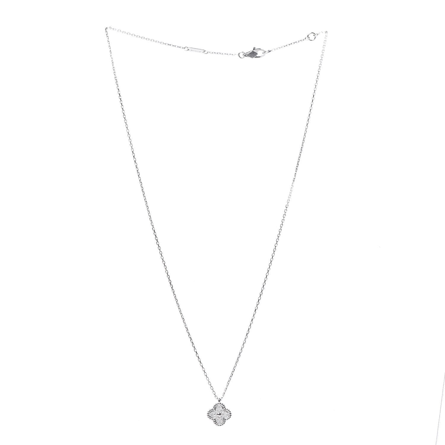 Van Cleef & Arpels 18K White Gold Diamond Sweet Alhambra Pendant Necklace 3 of 6