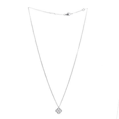 Van Cleef & Arpels 18K White Gold Diamond Sweet Alhambra Pendant Necklace 3 of 6