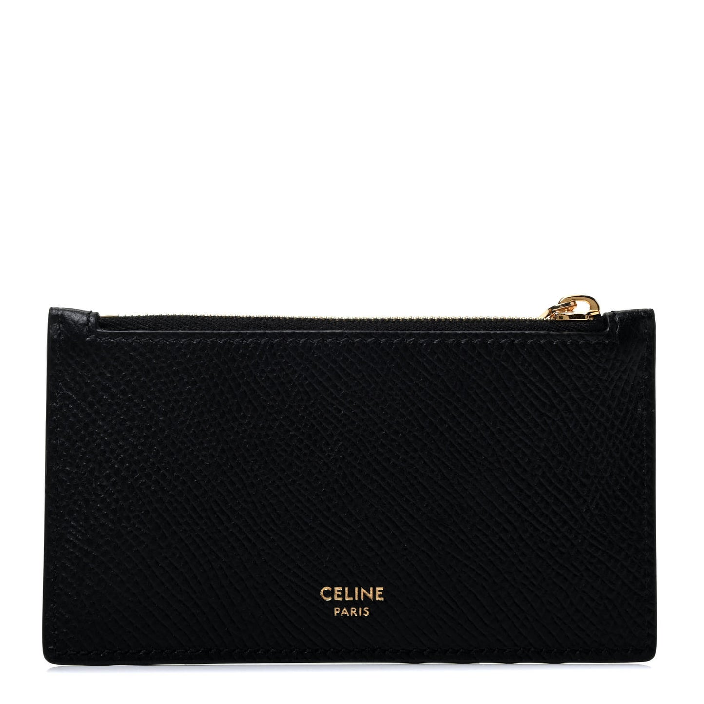 Grained Calfskin Unlock Your Fantasies Zipped Card Holder Black