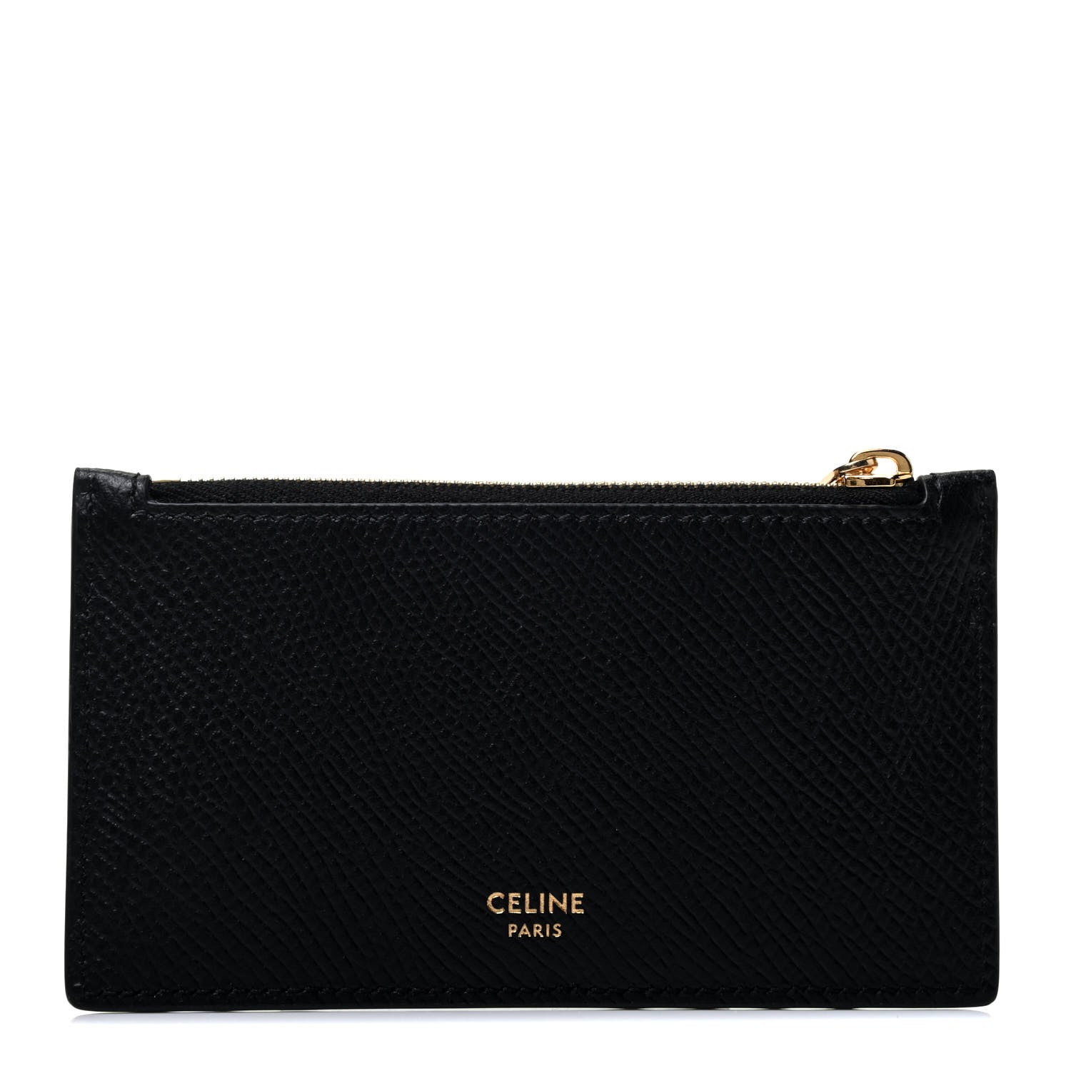 Celine Grained Calfskin Unlock Your Fantasies Zipped Card Holder Black 1 of 4