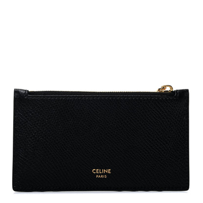 Celine Grained Calfskin Unlock Your Fantasies Zipped Card Holder Black 1 of 4