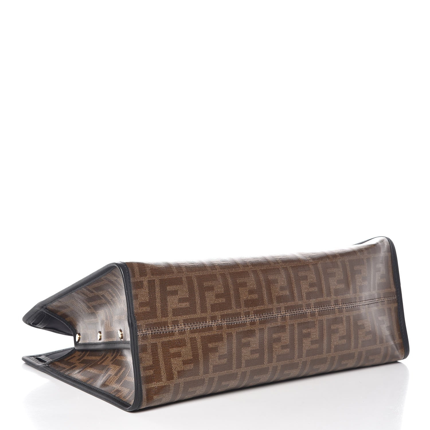 Fendi Glazed Fabric Vitello Century FF 1974 Stamp Patch Medium Peekaboo Defender Cover Mogano Panna Black 4 of 10