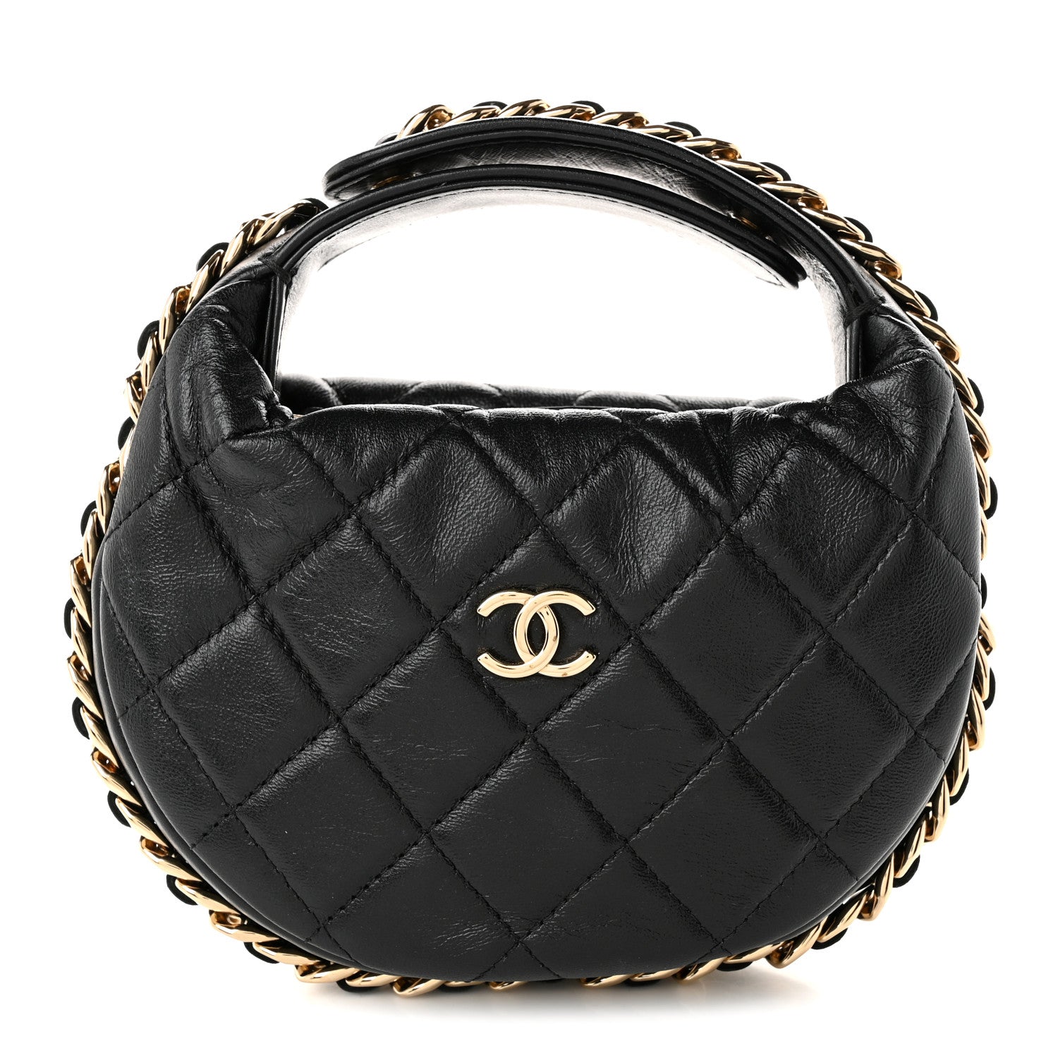 Chanel Lambskin Quilted Chain Around Pouch Hobo Black 1 of 9