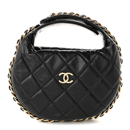Chanel Lambskin Quilted Chain Around Pouch Hobo Black 1 of 9